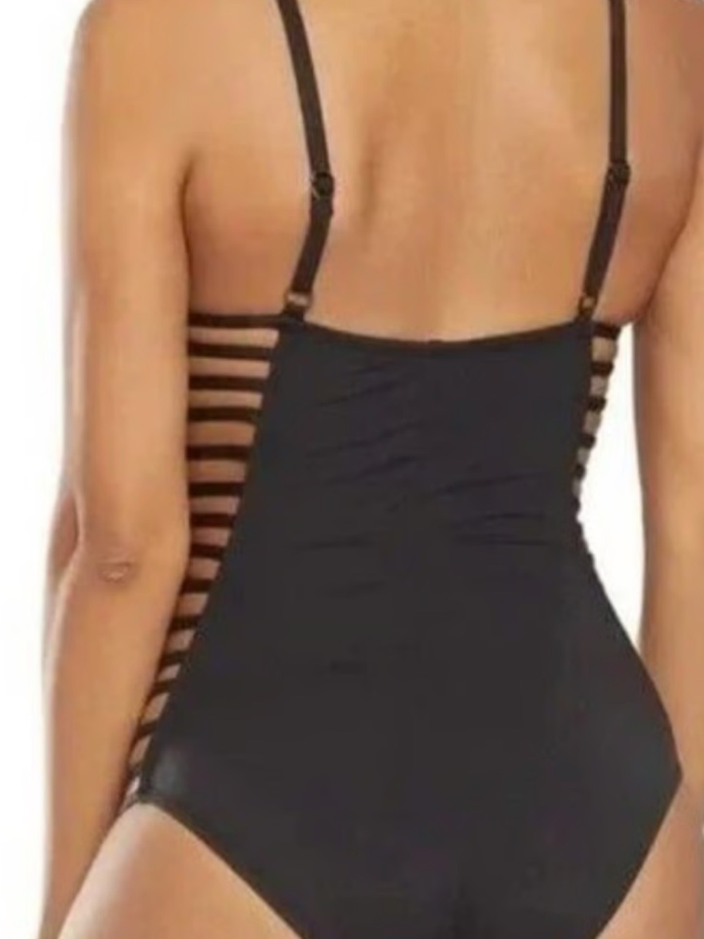 Kenneth Cole Black Strappy One-Piece Swimsuit